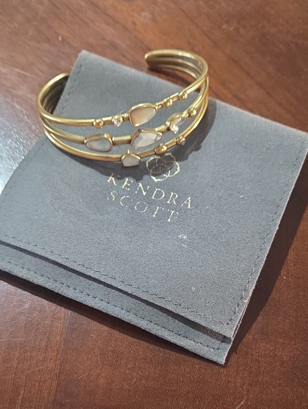 Kendra Scott Gold Cuff Bracelet with Pale Opal Stones